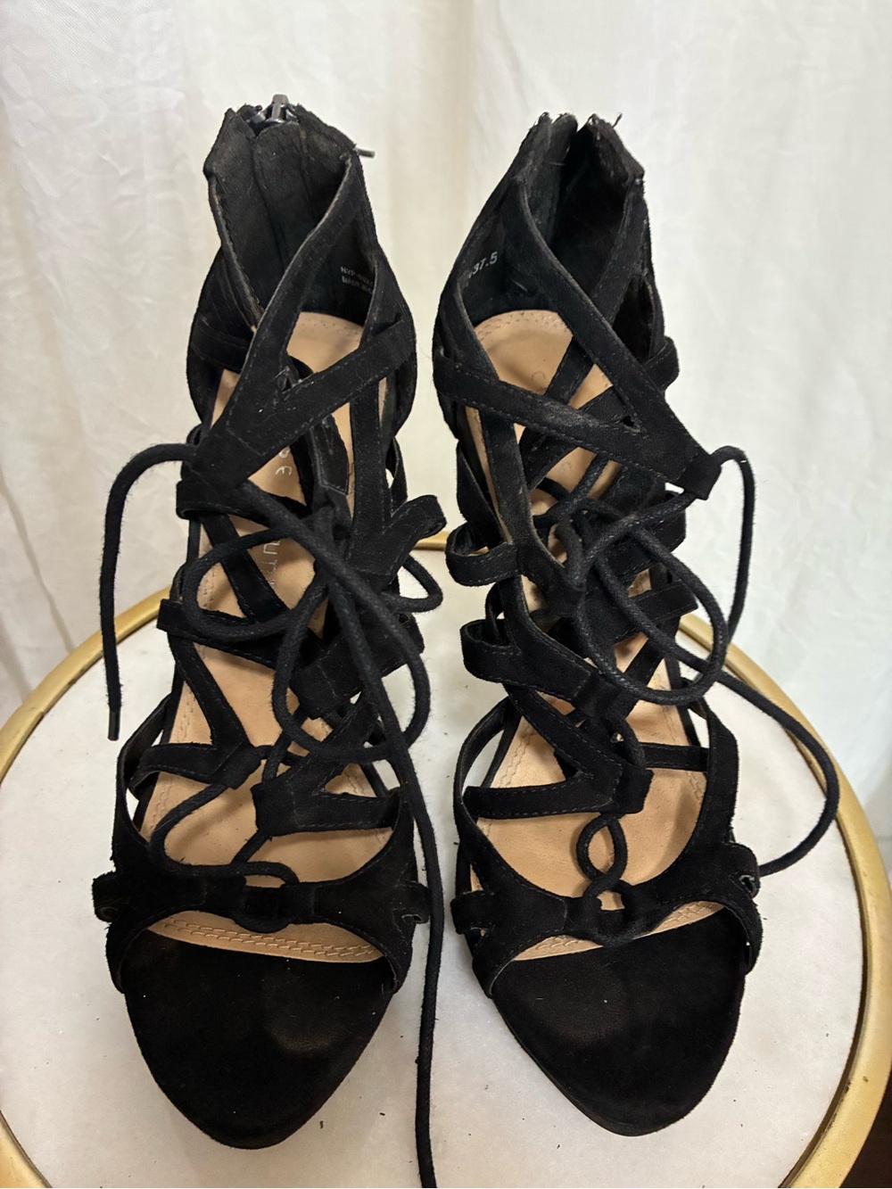 Chinese Laundry Black Lace-Up Strappy High Heels